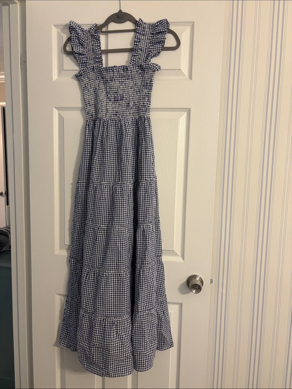 Hill House Blue Gingham Smocked Maxi Dress